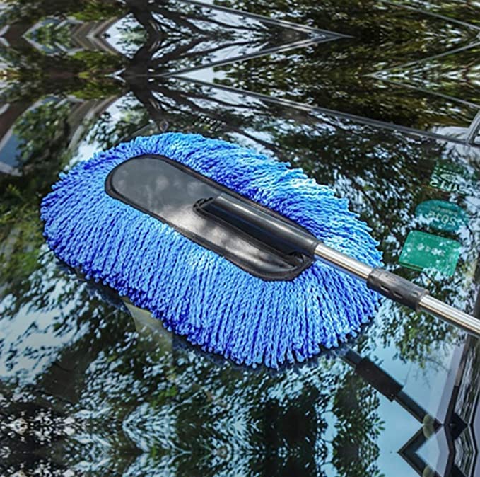 Splendid Super Soft Microfiber Car Duster Exterior with Extendable Handle, Car Brush Duster for Car Cleaning Dusting - Grey